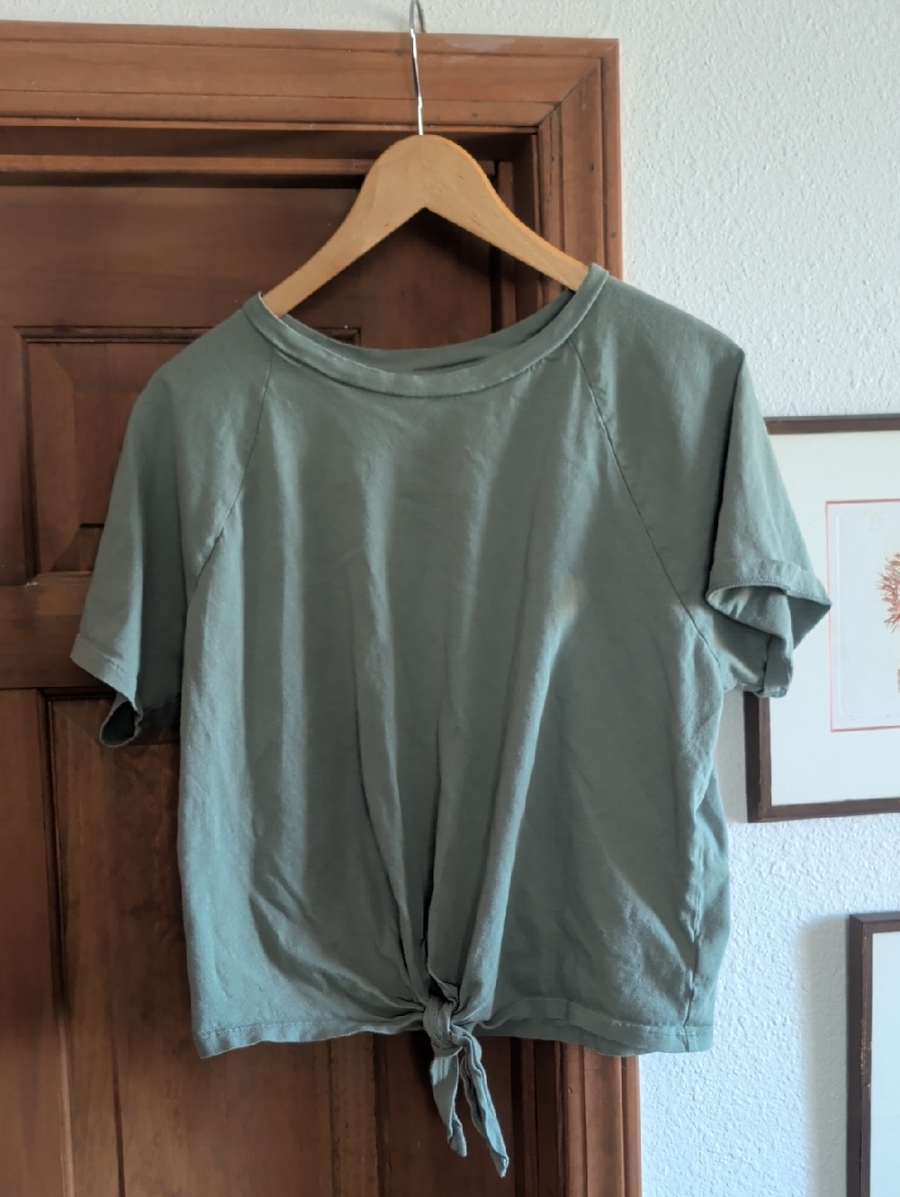 GAP Short-Sleeve Tie-Front Top - Sage Green